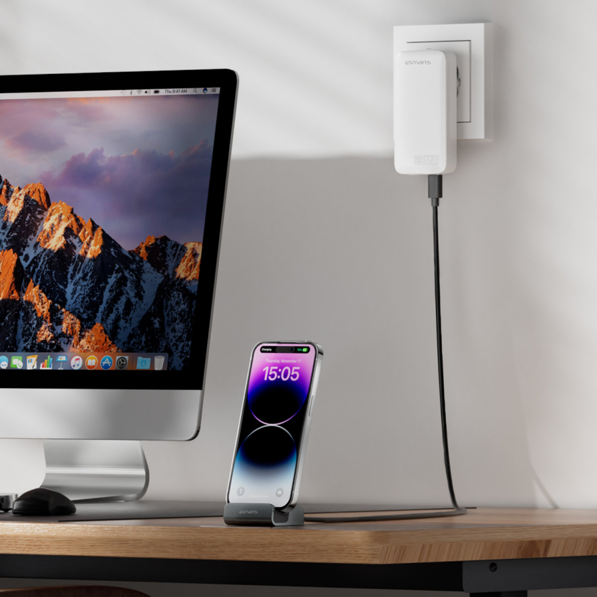 4smarts Ladestation VoltDock USB-C 60W grau, Ansicht 2