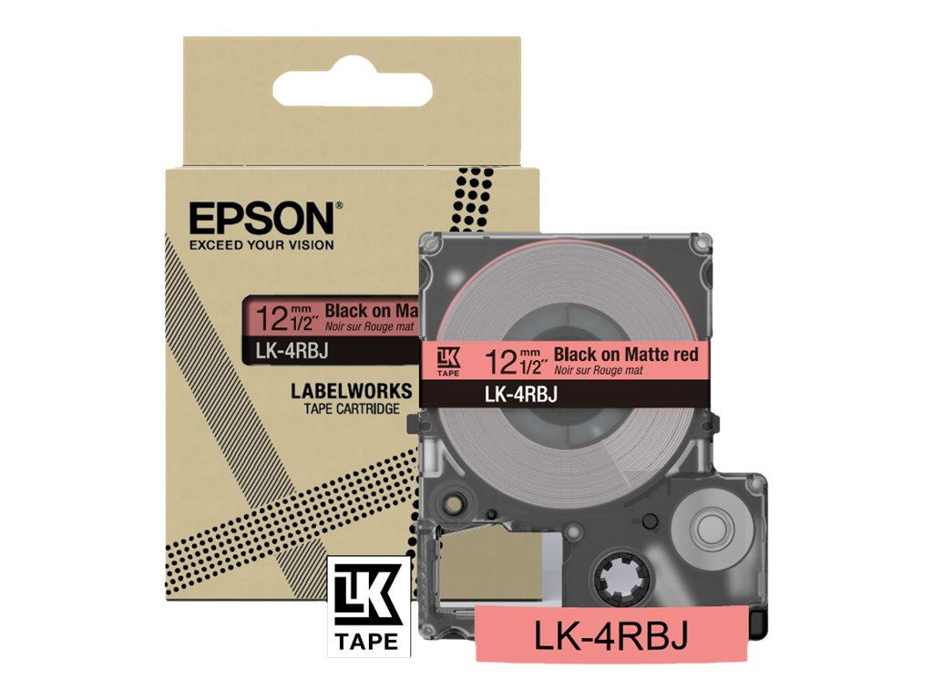 Epson LabelWorks LK-4RBJ - Schwarz auf Mattrot - Rolle (1,2 cm x 8 m) 1 Kassette(n) Hängebox - Bandkassette - für LabelWorks LW-C410, LW-C610
