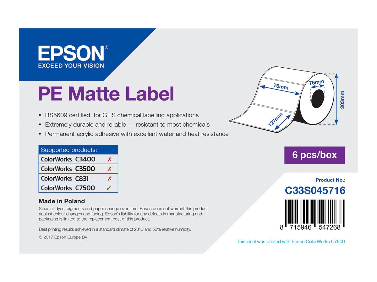 Epson Etikettenrolle, Kunststoff, 76x127mm