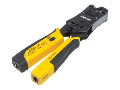 Intellinet Universal Crimpwerkzeug und Kabeltester, 2-in-1-Werkzeug zum Schneiden, Abisolieren, Crimpen und Testen, Ansicht 2