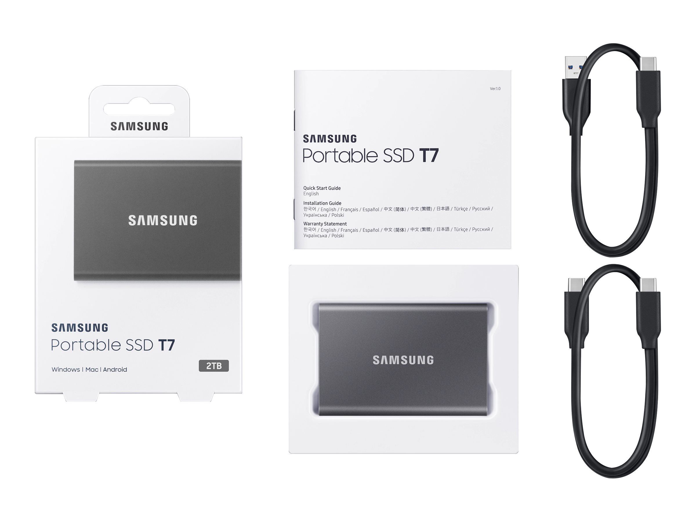 Samsung T7 MU-PC2T0T - SSD - verschlüsselt - 2 TB - extern (tragbar), Ansicht 2