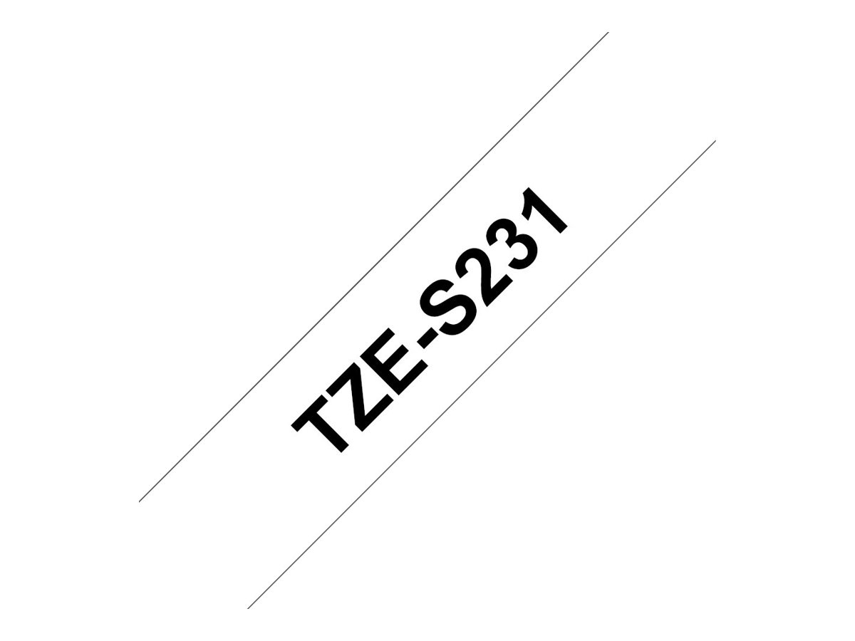 Brother TZe-S231 - Extra starker Klebstoff - Schwarz auf Weiß - Rolle (1,2 cm x 8 m), Ansicht 3