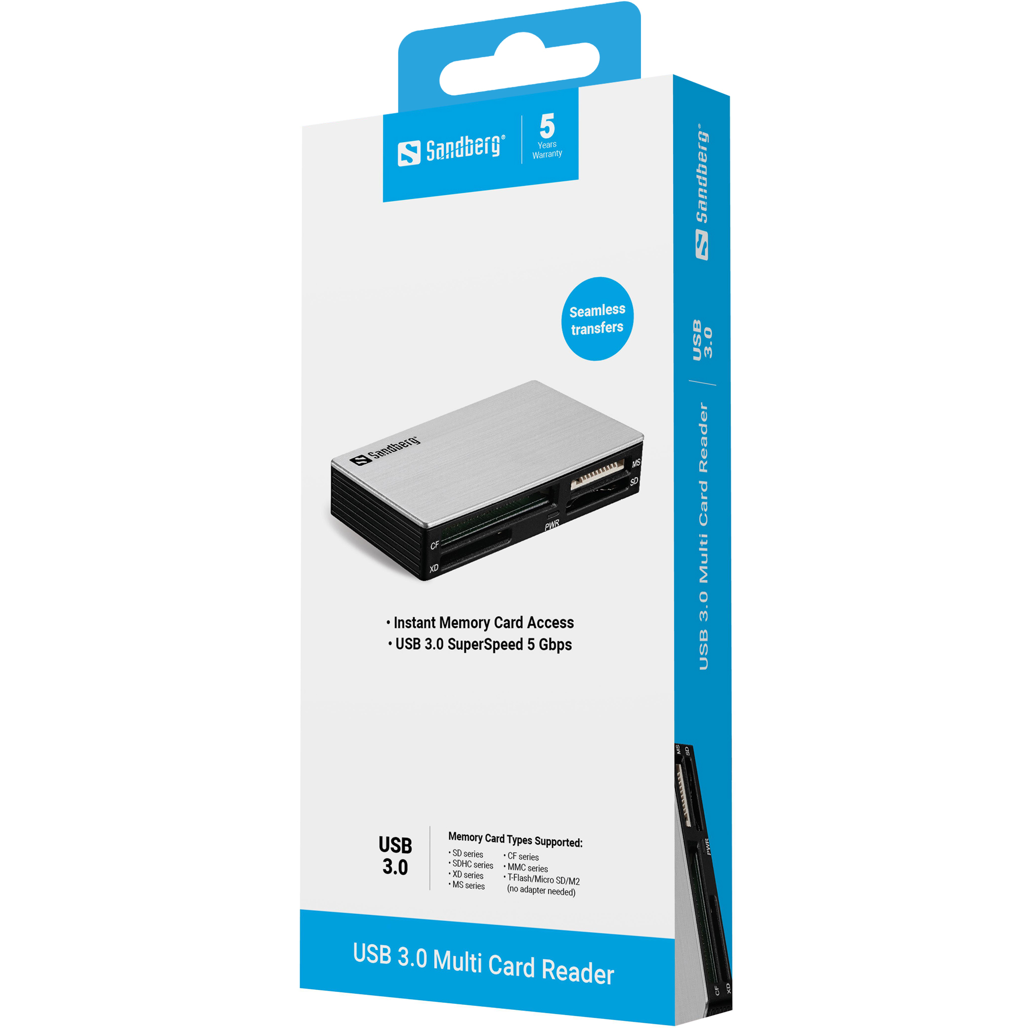 SANDBERG USB 3.0 Multi Card Reader - Kartenleser (MS, MMC, SD, xD, CF, TransFlash, microSD, SDHC, MS Micro), Ansicht 2