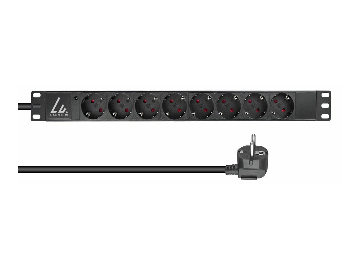 Lanview 19'' rack mount power strip 16A with 8 x Schuko type - Rackbefestigung, Ansicht 2