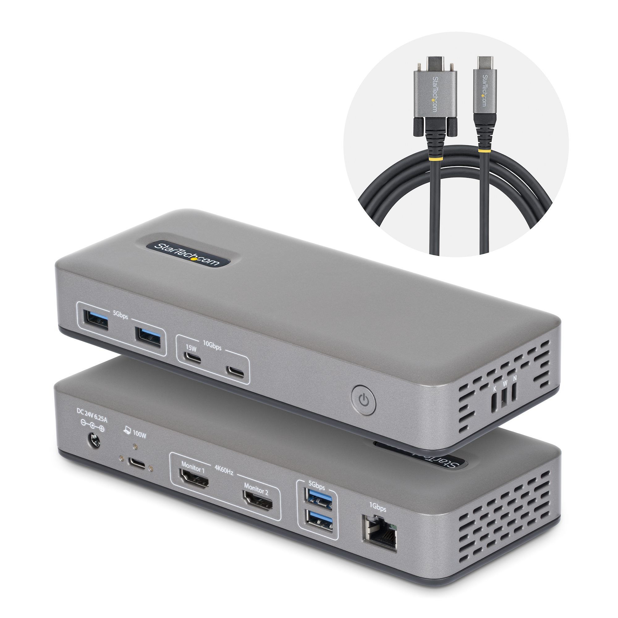 StarTech.com USB-C Dock 2x HDMI 4K60 1GbE 100W PD, Ansicht 2