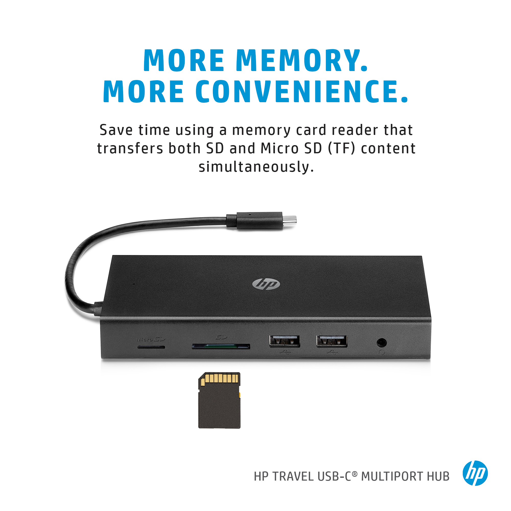 HP USB-C-Reisehub mit mehreren Anschlüssen - Kabelgebunden - USB 3.2 Gen 1 (3.1 Gen 1) Type-C - MicroSD (TransFlash), Ansicht 4
