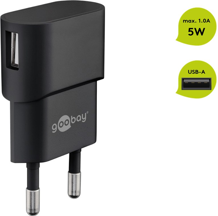 Goobay - Netzteil - 5 Watt - 1 A (USB) - Schwarz, Ansicht 2