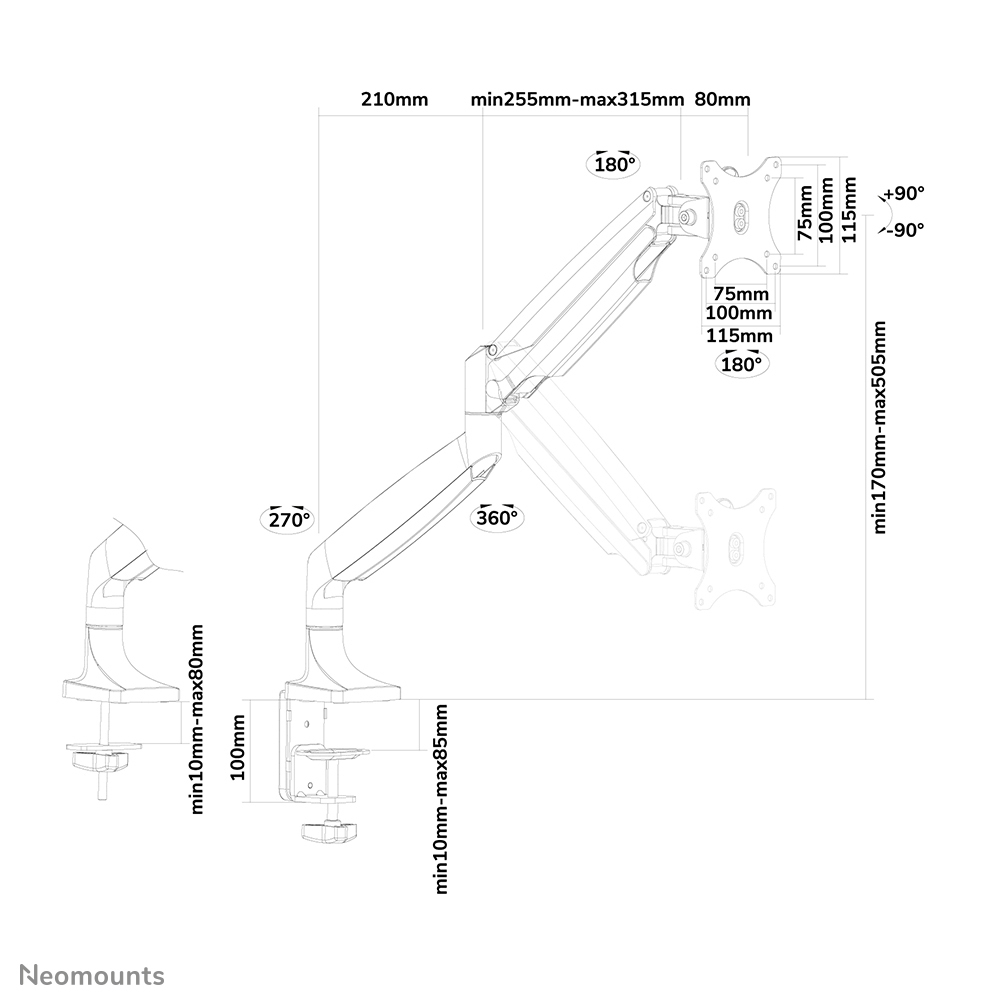 Neomounts NeoMounts NM-D750 - Befestigungskit für LCD-Display (full-motion), Ansicht 2