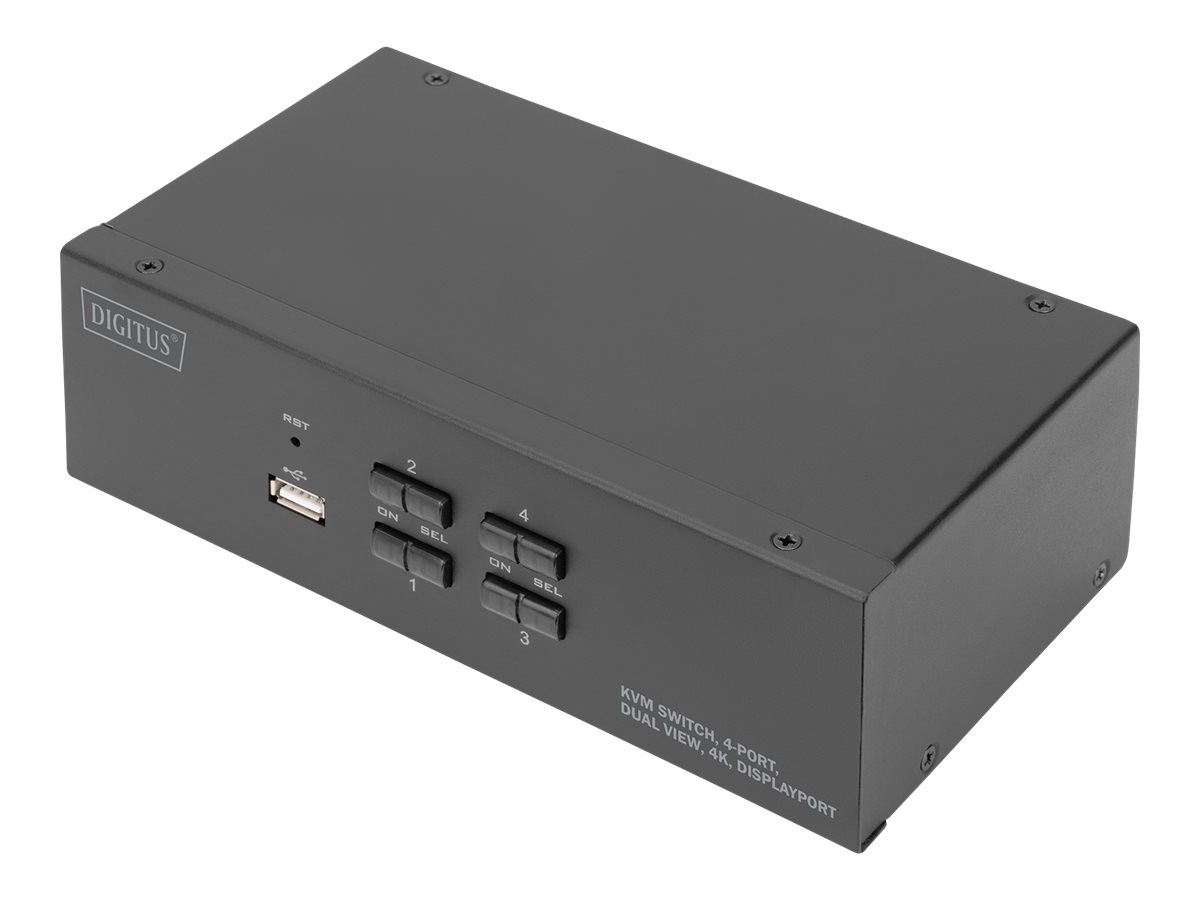 DIGITUS KVM Switch 4 Port Dual Display 4K DisplayPort®