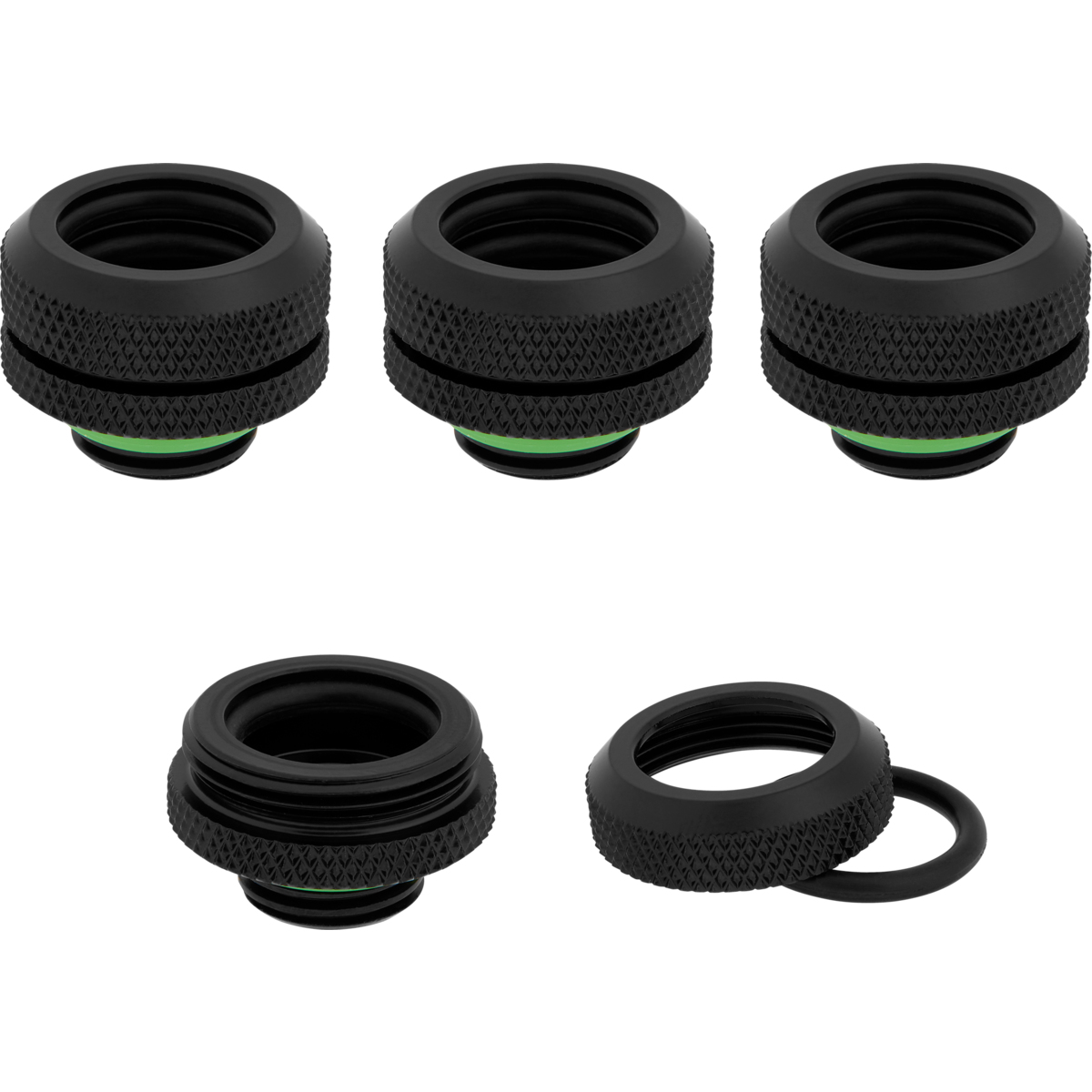 Corsair Hydro X Series XF Hardline 14mm OD Fitting - Flüssigkühlsystemarmatur - Schwarz (Packung mit 4), Ansicht 3