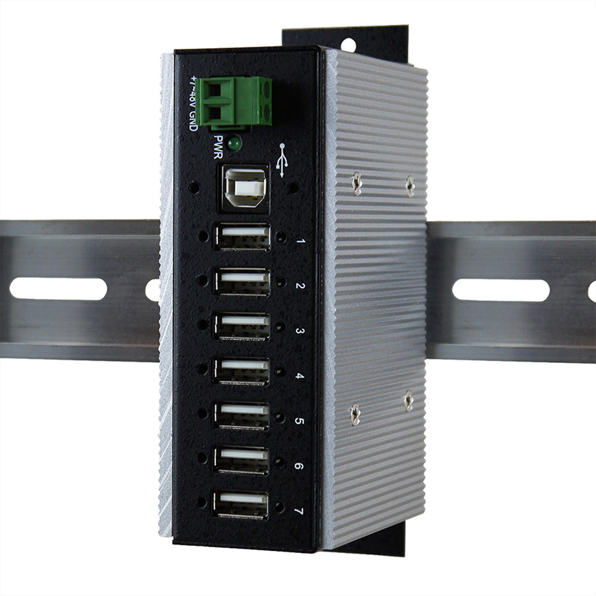 Exsys Ex 1177HMVS-WT - Hub - 7 x USB 2.0 - an DIN-Schiene montierbar, Ansicht 2