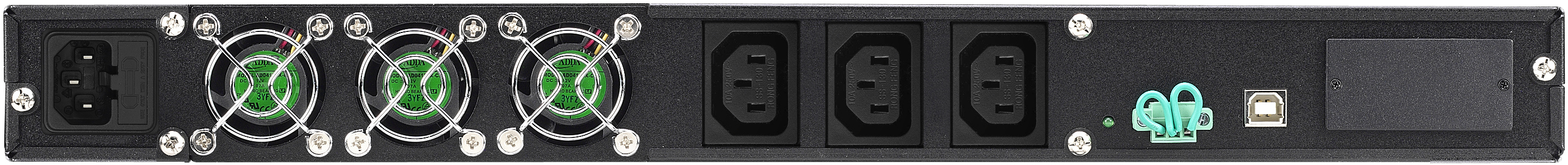 PowerWalker VFI 1000R/1U - USV (Rack - einbaufähig) - 800 Watt - 1000 VA - RS-232, USB - Ausgänge: 3 - 1U - 19, Ansicht 2