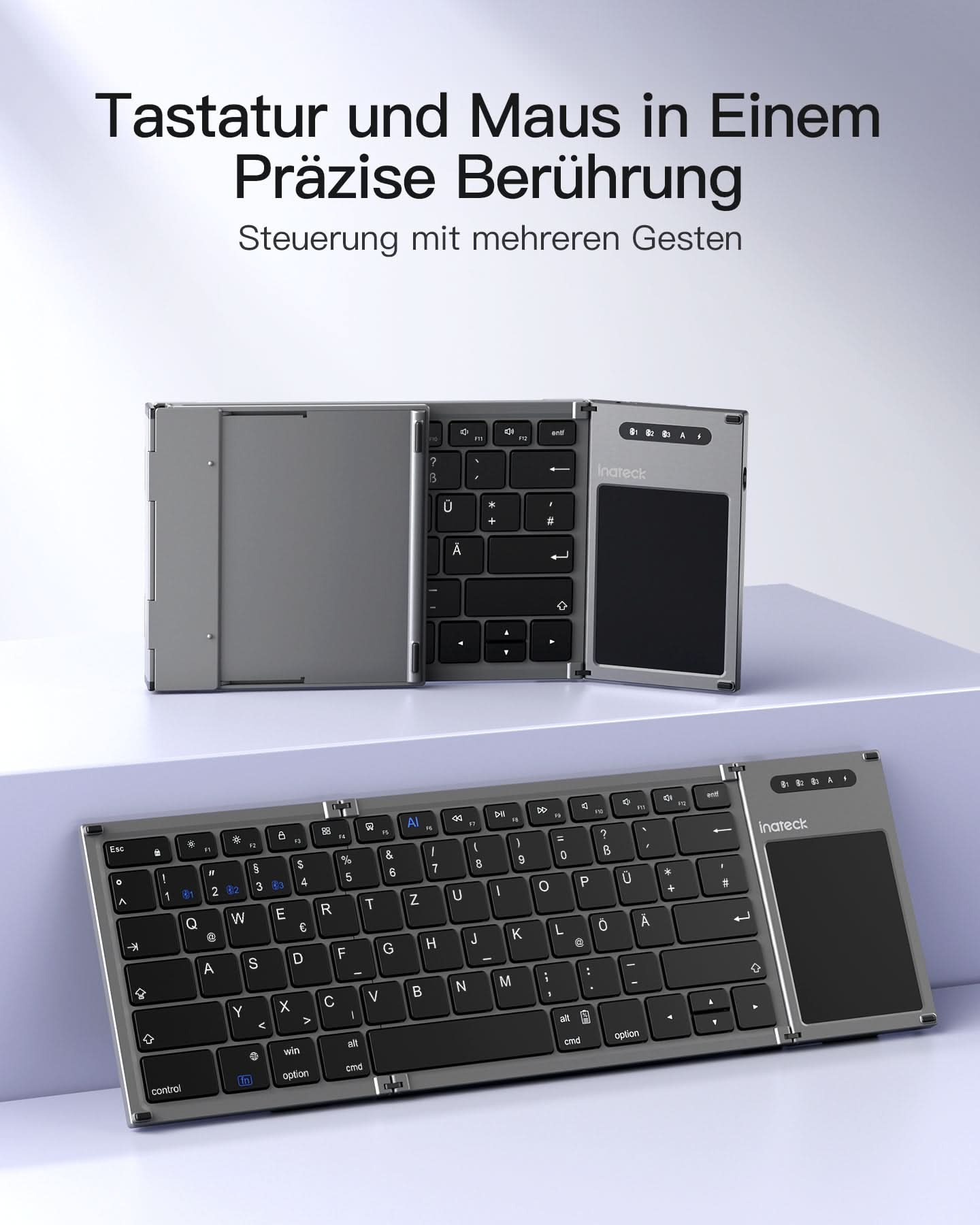 Inateck Keyboard 06101 steel gray[KB06101_steel gray] - Tastatur - TL: Deutsch, QWERTZ, Ansicht 3
