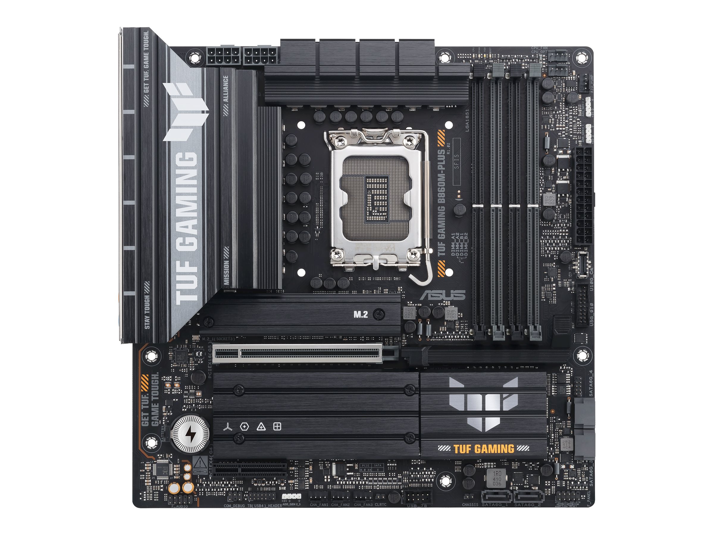 ASUS TUF GAMING B860M-PLUS - Motherboard - micro ATX - LGA1851 Sockel - B860 Chipsatz - USB-C 3.2 Gen 2x2, USB 3.2 Gen 2, USB 3.2 Gen 1, USB-C 3.2 Gen2 - 2.5 Gigabit LAN - Onboard-Grafik (CPU erforderlich)