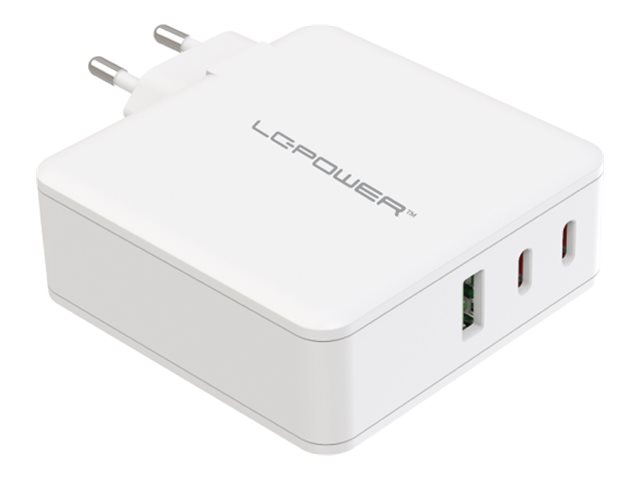 LC-Power LC-GAN-100 - Netzteil - GaN - 100 Watt - 5 A - PD 3.0 - 3 Ausgabeanschlussstellen (USB, 2 x USB-C)