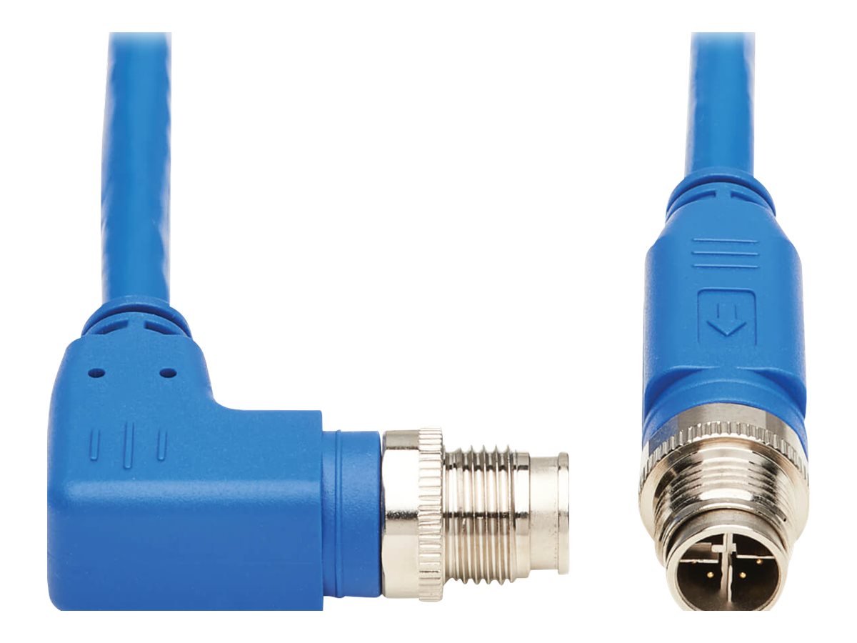 Tripp Lite M12 X-Code Cat6 1G UTP CMR-LP Ethernet Cable (Right-Angle M/M), IP68, PoE, Blue, 10 m (32.8 ft.) - Netzwerkkabel - 8 pin M12-X (M) rechtwinklig zu 8 pin M12-X (M) - 10 m - UTP - CAT 6