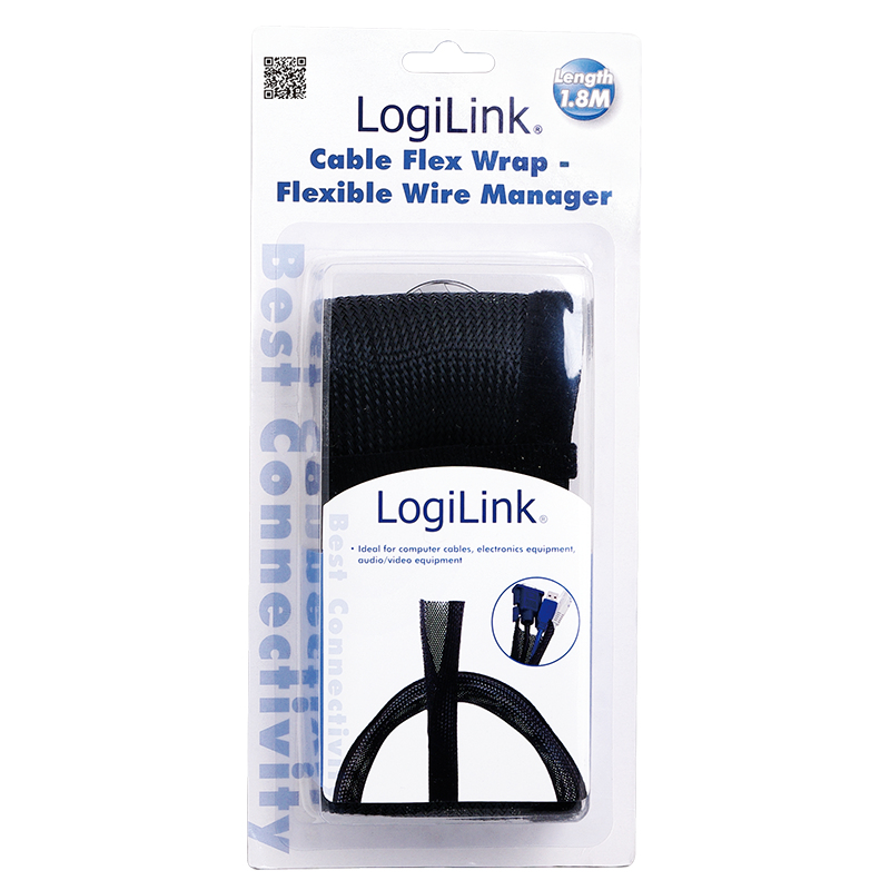 LogiLink Cable FlexWrap - Flexible Kabelleitung - Schwarz, Ansicht 3