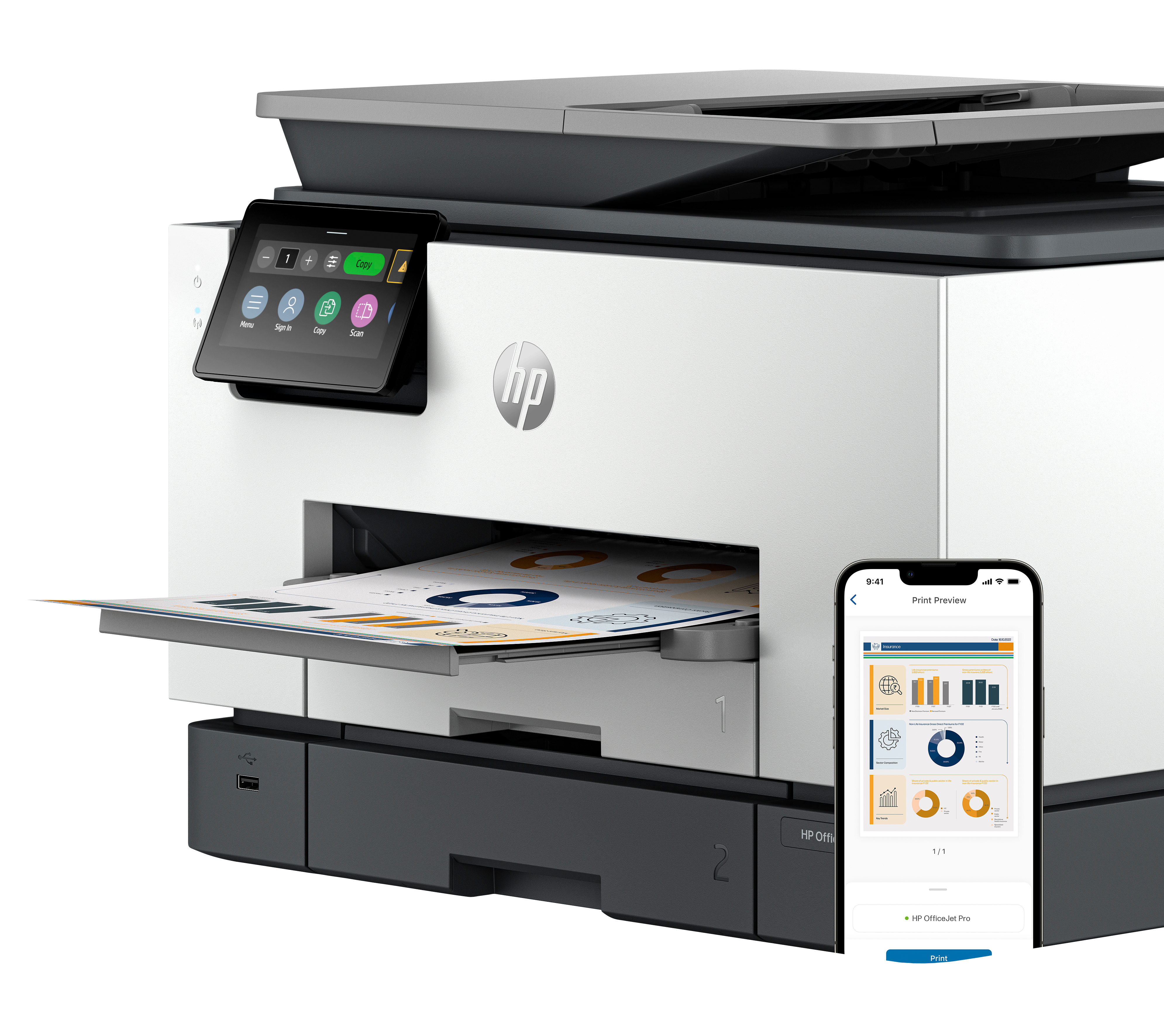 HP Officejet Pro 9130b All-in-One - Multifunktionsdrucker - Farbe - Tintenstrahl - Legal (216 x 356 mm), Ansicht 2
