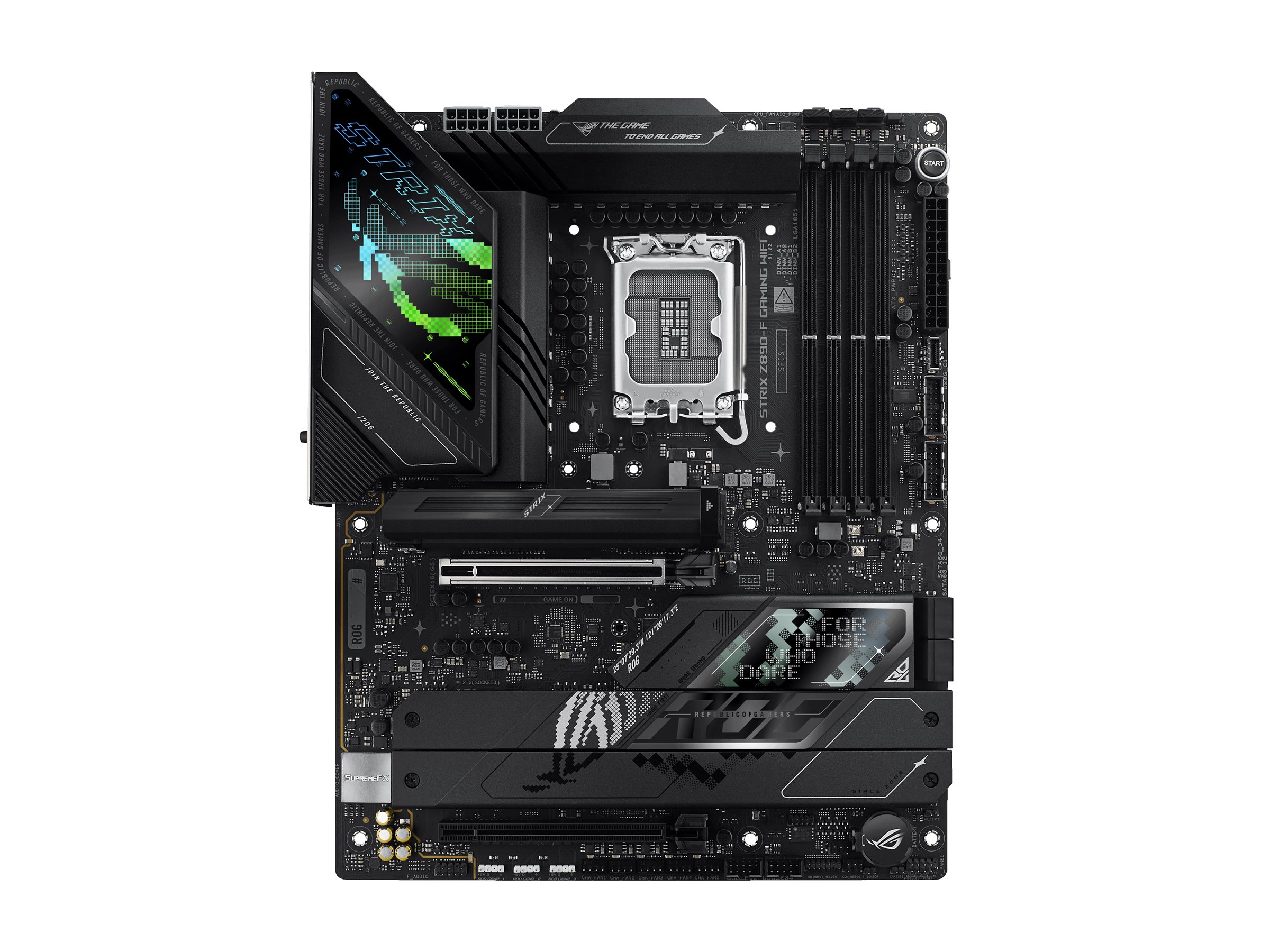 ASUS ROG STRIX Z890-F GAMING WIFI - Motherboard - ATX - LGA1851 Sockel - Z890 Chipsatz - USB-C 3.2 Gen 2x2, USB 3.2 Gen 1, USB 3.2 Gen 2, USB-C 3.2 Gen2, USB4 - 2.5 Gigabit LAN, Wi-Fi 7, Bluetooth - Onboard-Grafik (CPU erforderlich)