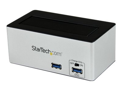 StarTech.com USB 3.0 auf SATA / SSD Festplatten Dockingstation mit integriertem USB Schnelllade-Hub und UASP-Unterstützung für SATA 6 GB/s - Speicher-Controller - 2.5", 3.5" (6.4 cm, 8.9 cm) - SATA 6Gb/s - USB 3.0 - Schwarz