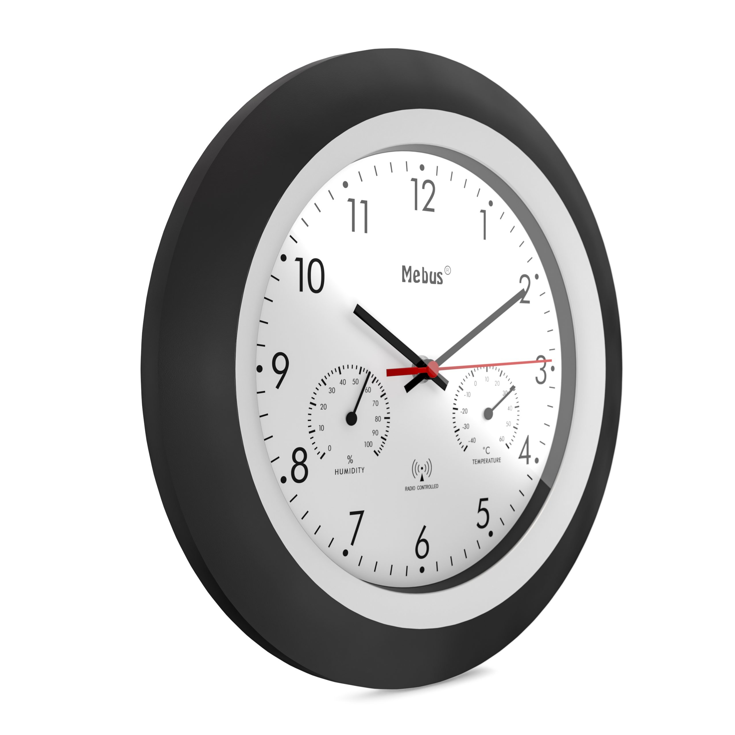 Mebus 19449 - Wand - Digitale Uhr - Rund - Schwarz - Weiß - Kunststoff - Modern, Ansicht 3