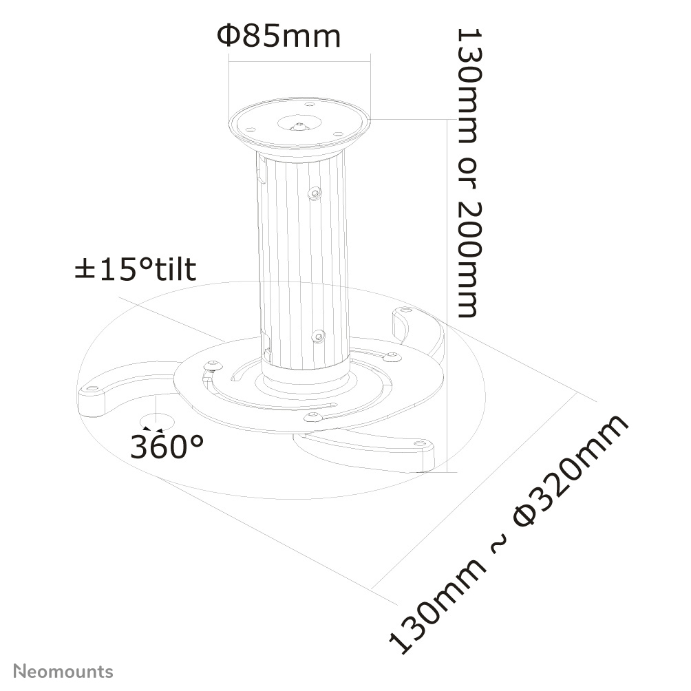 Neomounts by Newstar BEAMER-C80 - Klammer - full-motion - Schwarz, Ansicht 2