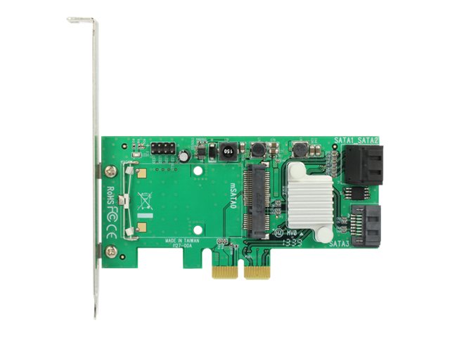 Delock Hybrid 3 x internal SATA 6 Gb/s + 1 x internal mSATA - Speichercontroller (RAID) - 4 Sender/Kanal - SATA 6Gb/s / mSATA - 6 Gbit/s - RAID 0, 1 - PCIe 2.0 x2