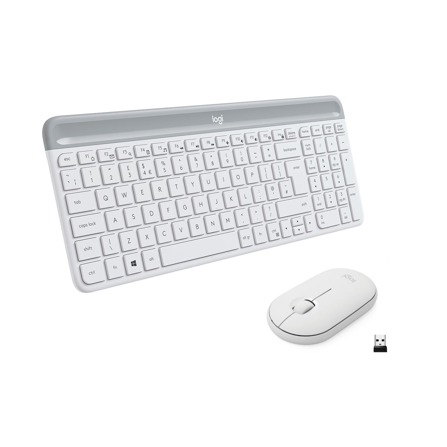 Logitech MK470, Volle Größe (100%), Kabellos, RF Wireless, QWERTY, Weiß, Maus enthalten