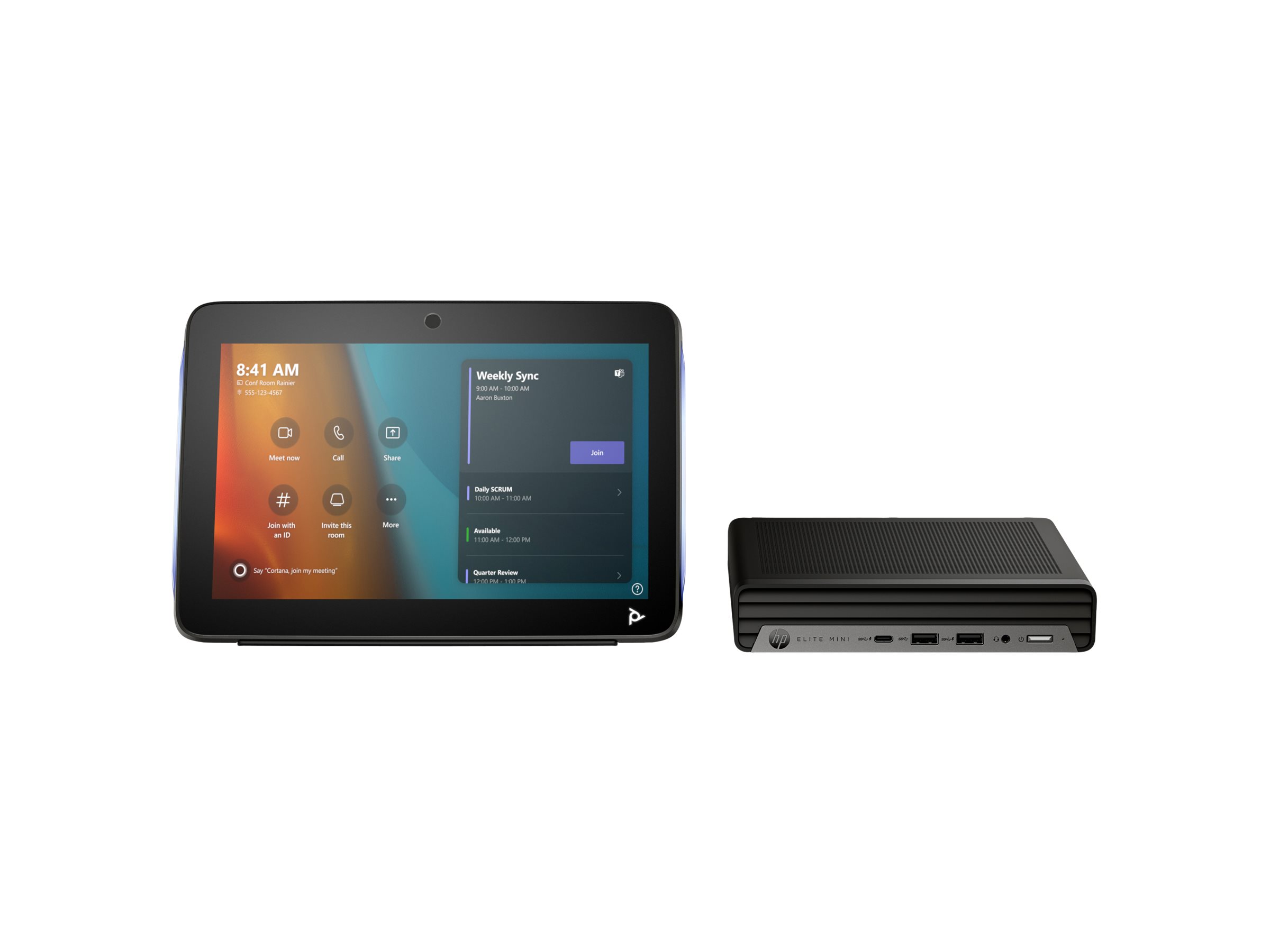 HP Mini IP Conference PC - Mini Desktop - Core i7 13700T / 1.4 GHz - vPro - RAM 16 GB - SSD 256 GB - NVMe - UHD Graphics 770 - 1GbE, 2.5GbE, Wi-Fi 6E, Bluetooth 5.3 - WLAN: 802.11a/b/g/n/ac/ax (Wi-Fi 6E)