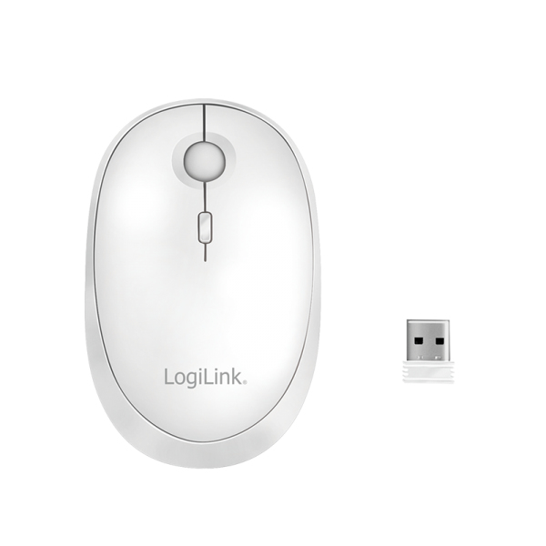 LogiLink Maus - optisch - kabellos - 2.4 GHz, Bluetooth 4.0 - kabelloser Empfänger (USB) - Weiß, Ansicht 3
