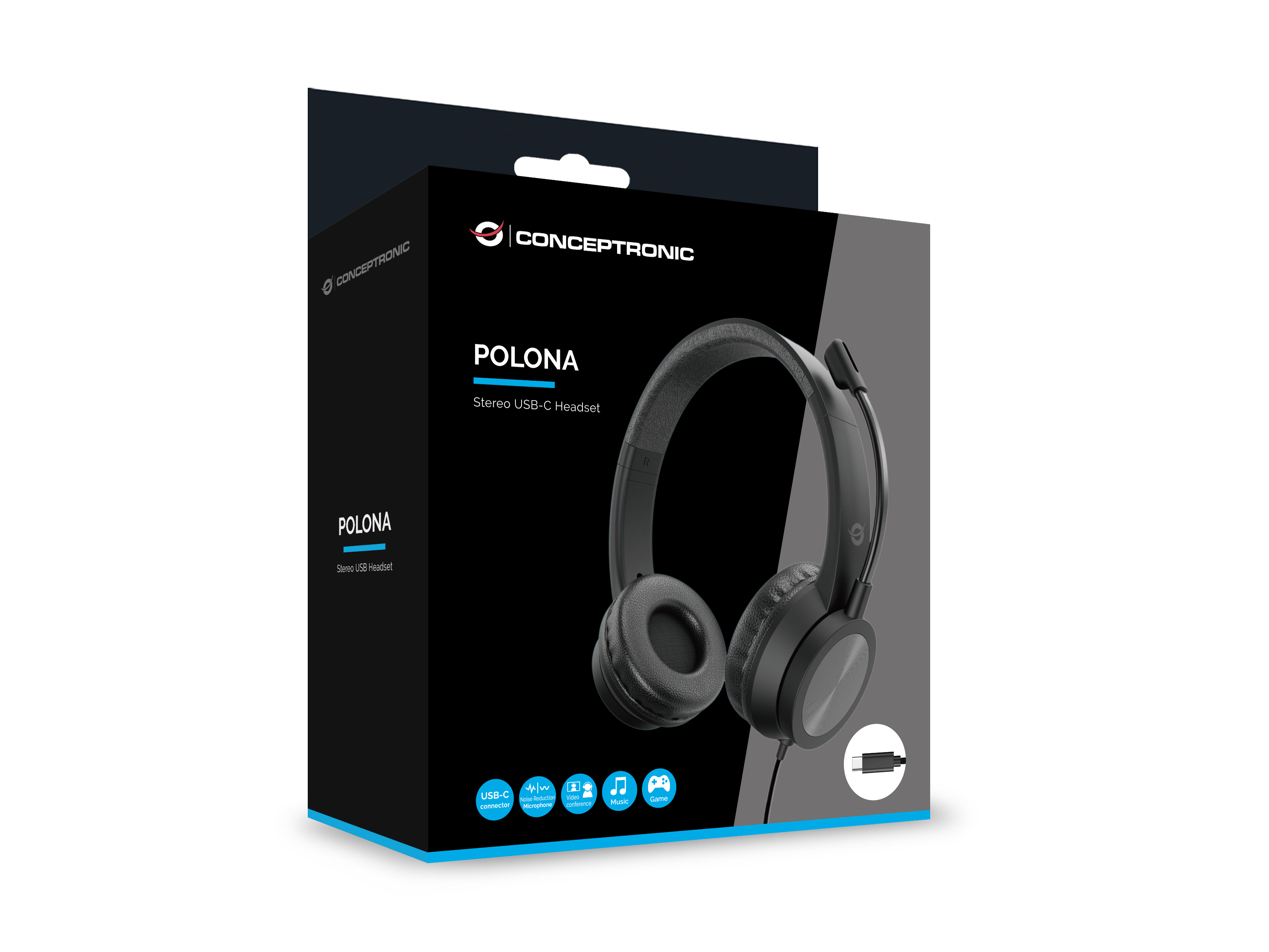 Conceptronic Headset Stereo USB-C/Mikro/Bedien./ANC - Headset - 22 KHz, Ansicht 2