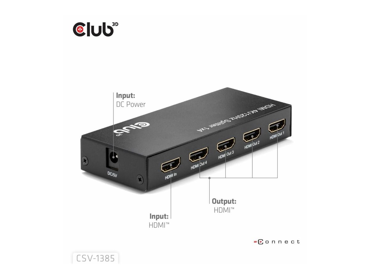 Club 3D CSV-1385 - Video-/Audio-Splitter - 1-to-4, 4K120Hz, Ansicht 4