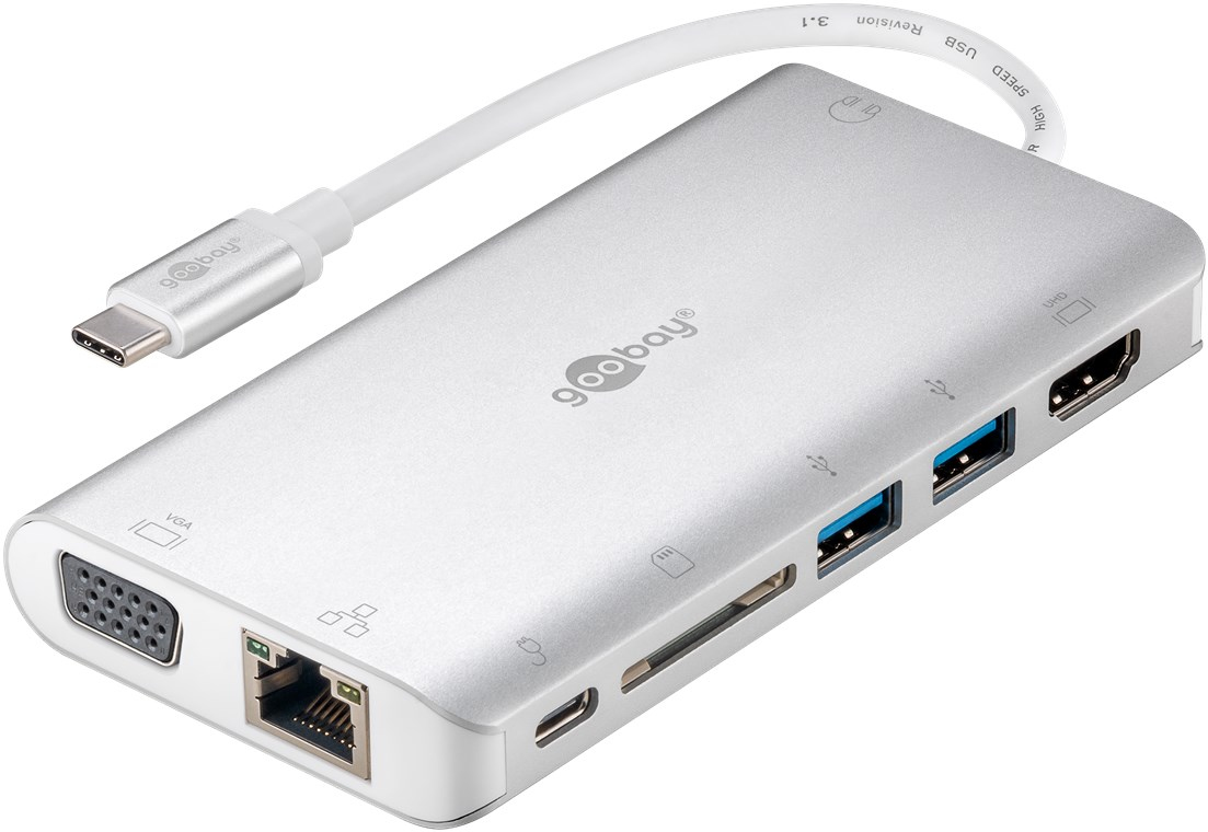 Goobay 49850 - Verkabelt - USB 3.2 Gen 1 (3.1 Gen 1) Type-C - Silber - Weiß - SD - 5 Gbit/s - 3840 x 2160 Pixel, Ansicht 3