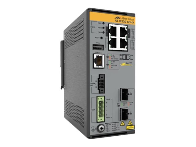 Allied Telesis AT IE220-6GHX - Switch - L2+ - managed - 4 x 101001000Base-T + 2 x 1 Gigabit10 Gigabit SFP+ (Uplink)