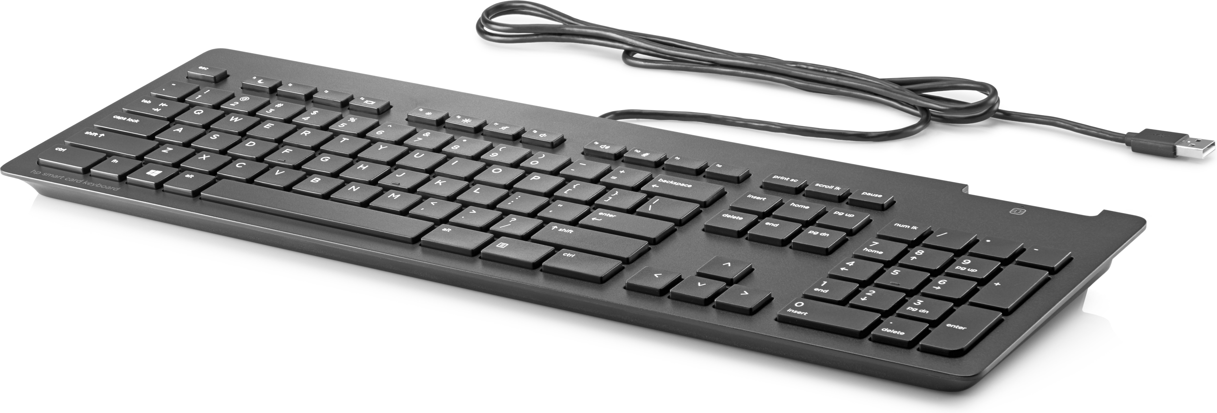 HP Business-Slim-Smart Card-Tastatur, Volle Größe (100%), Kabelgebunden, USB, Mechanischer Switch, QWERTY, Schwarz