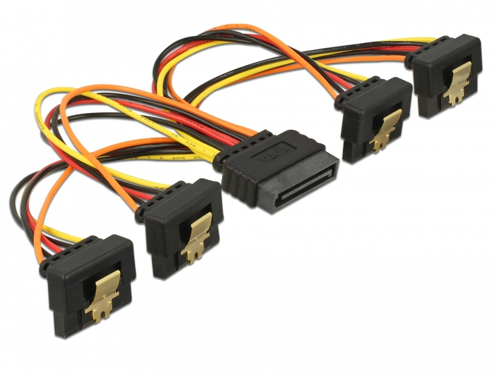 Delock 60166, 0,15 m, 4 x SATA 15-pin, SATA 15-Pin, Männlich, Weiblich, Gold