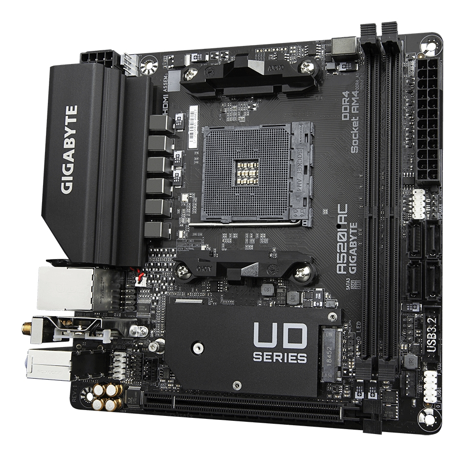 Gigabyte A520I AC - 1.0 - Motherboard - Mini-ITX - Socket AM4 - AMD A520 Chipsatz - USB 3.2 Gen 1, Ansicht 2