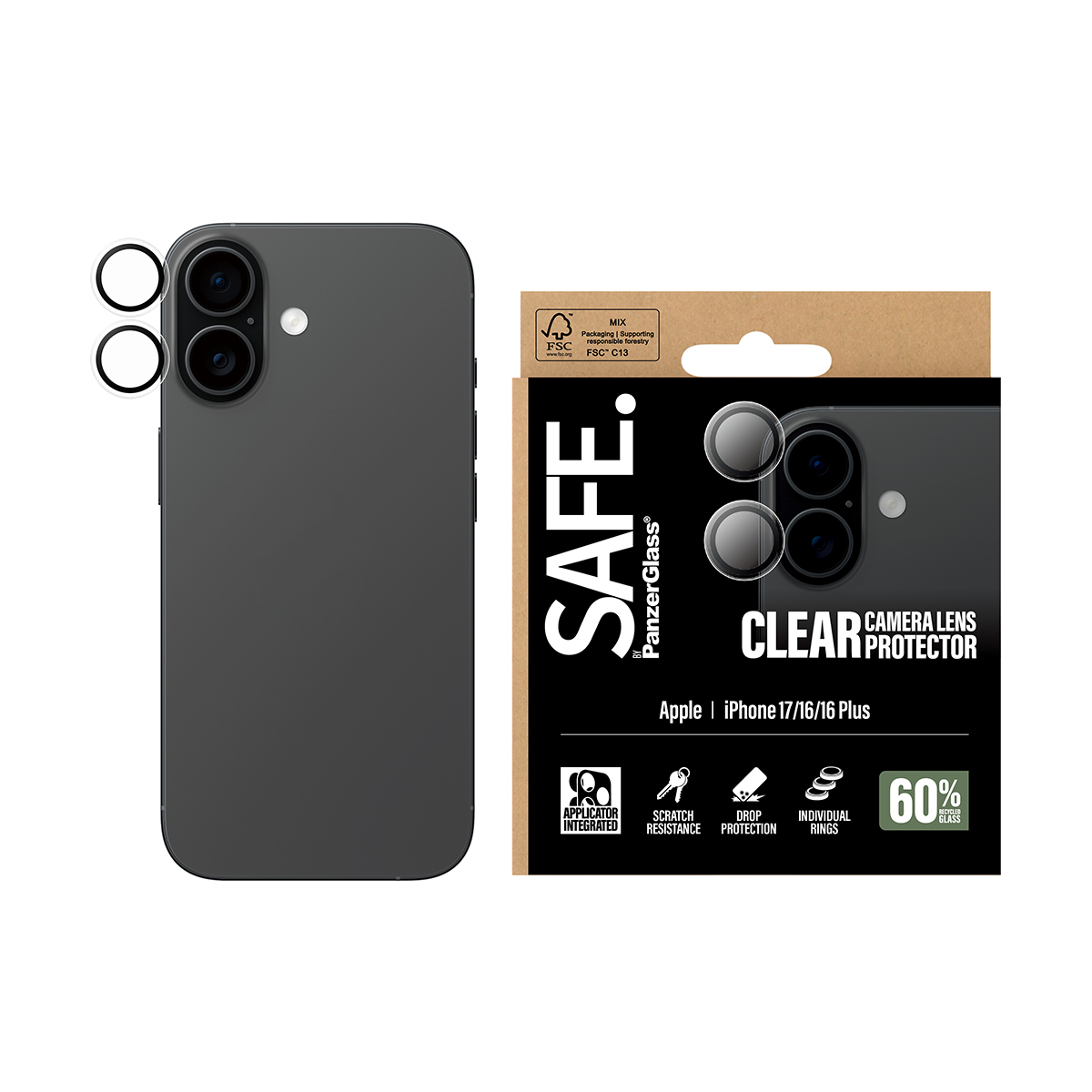 PanzerGlass SAFE. Camera Lens Protector transparent iPhone 17/16/16 Plus, Ansicht 3