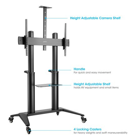 Manhattan Wagen - für flat panel / notebook / AV equipment - heavy-duty, large-screen, height-adjustable - Aluminium, Ansicht 2