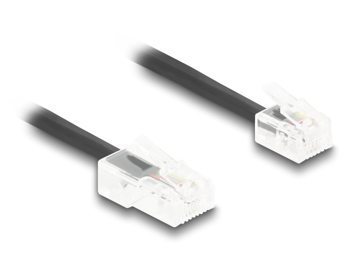 Delock Telefonkabel - RJ-11 (M) zu RJ-45 (M) - 1 m - gewickelt - Schwarz, Ansicht 2