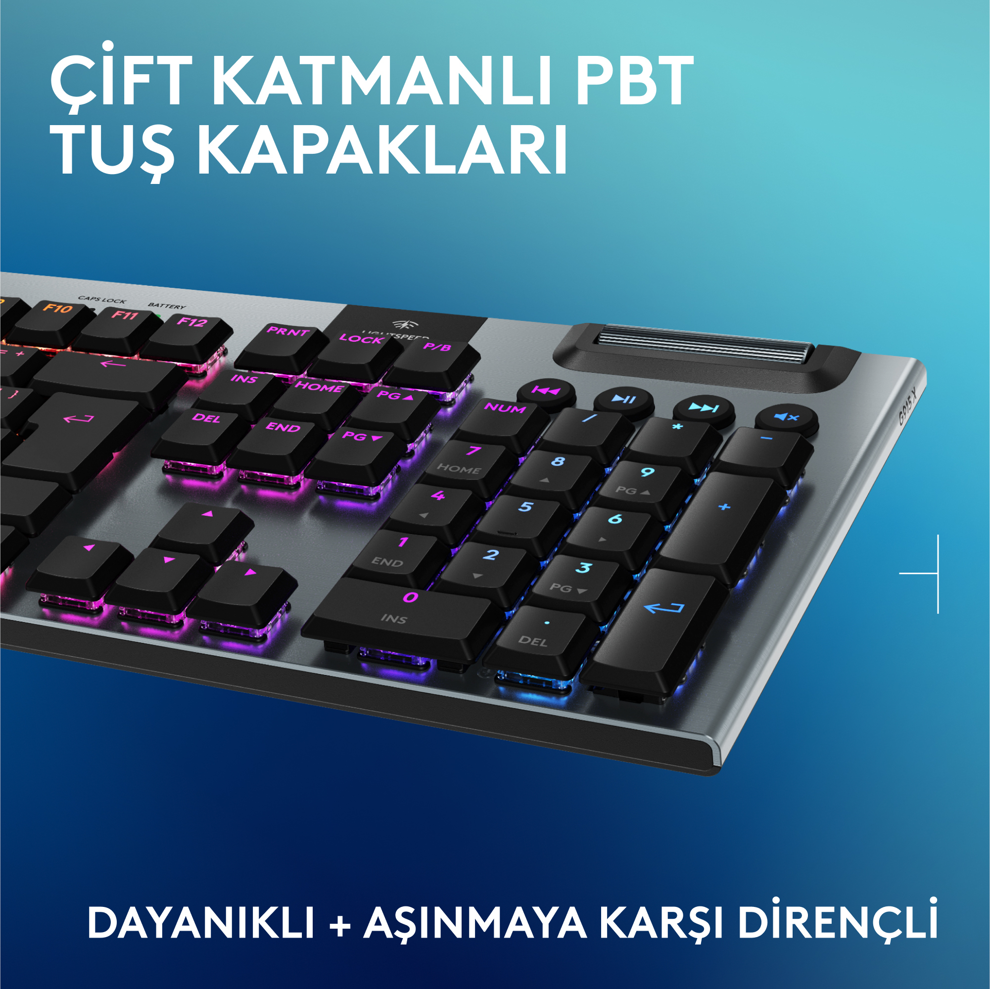 Logitech G G915 X - Tastatur - LIGHTSPEED - kabellos - Bluetooth - USB - GLT - Schwarz - TL: US, QWERTY, Ansicht 2