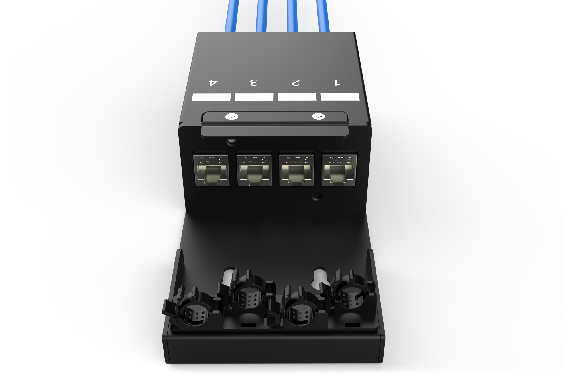 DIGITUS Konsolidierungspunkt-Box, 4 Ports Keystone-Module mit intelligentem Kabelmanager, Ansicht 2