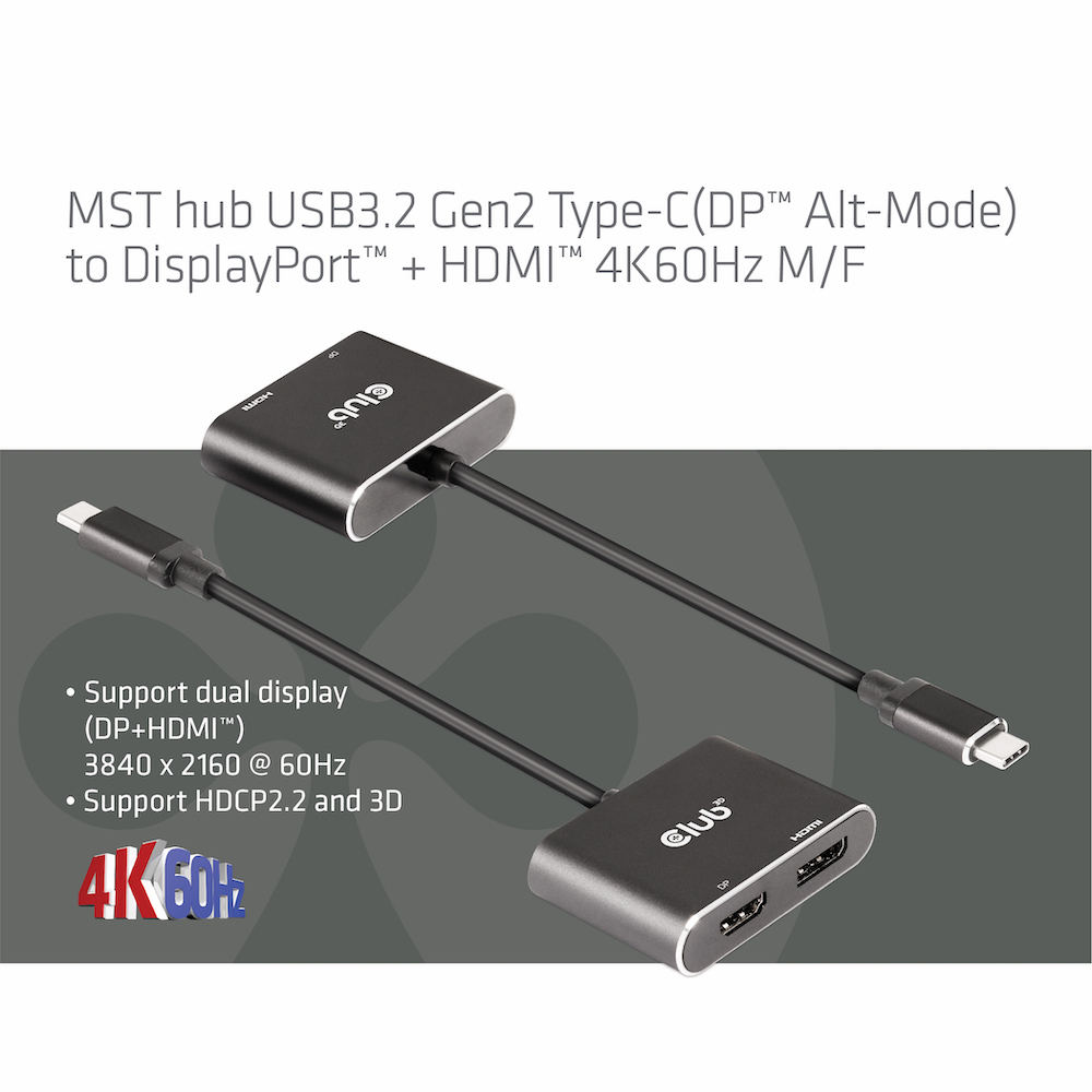 Club 3D Videoadapter - 24 pin USB-C (M) zu HDMI, DisplayPort (W), Ansicht 4