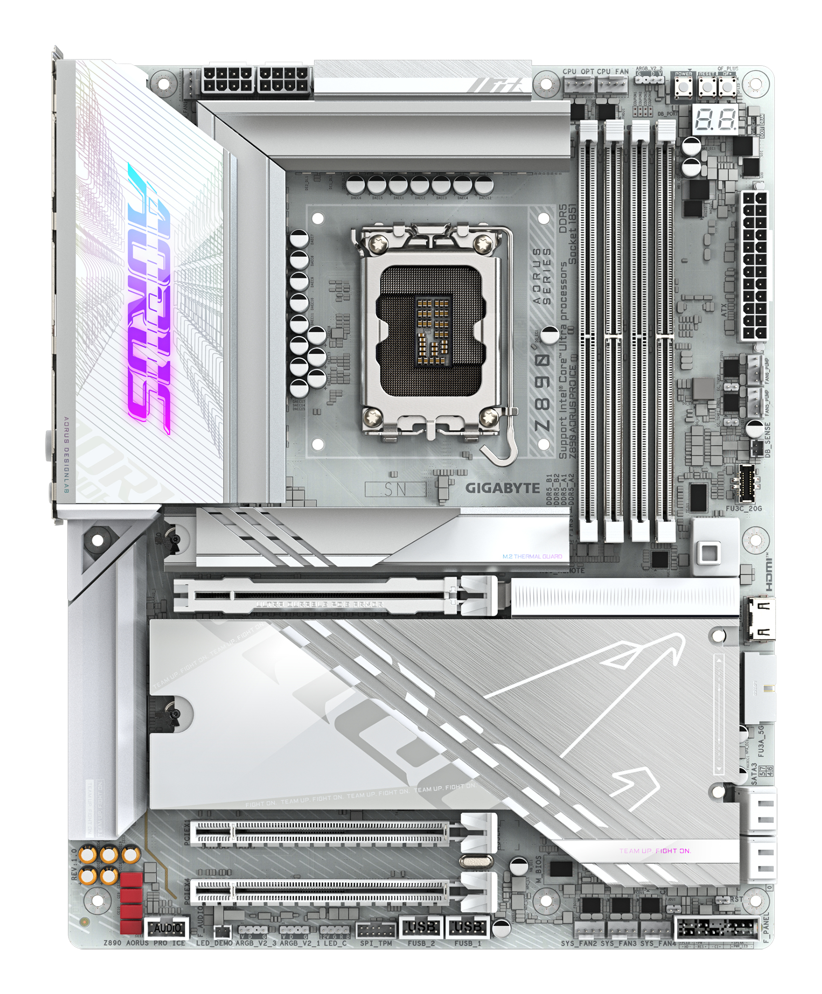 Gigabyte AORUS Z890 PRO ICE - Motherboard - ATX - LGA1851-Sockel - Z890 Chipsatz - USB4, USB 3.2 Gen 2, USB 3.2 Gen 1, Ansicht 3