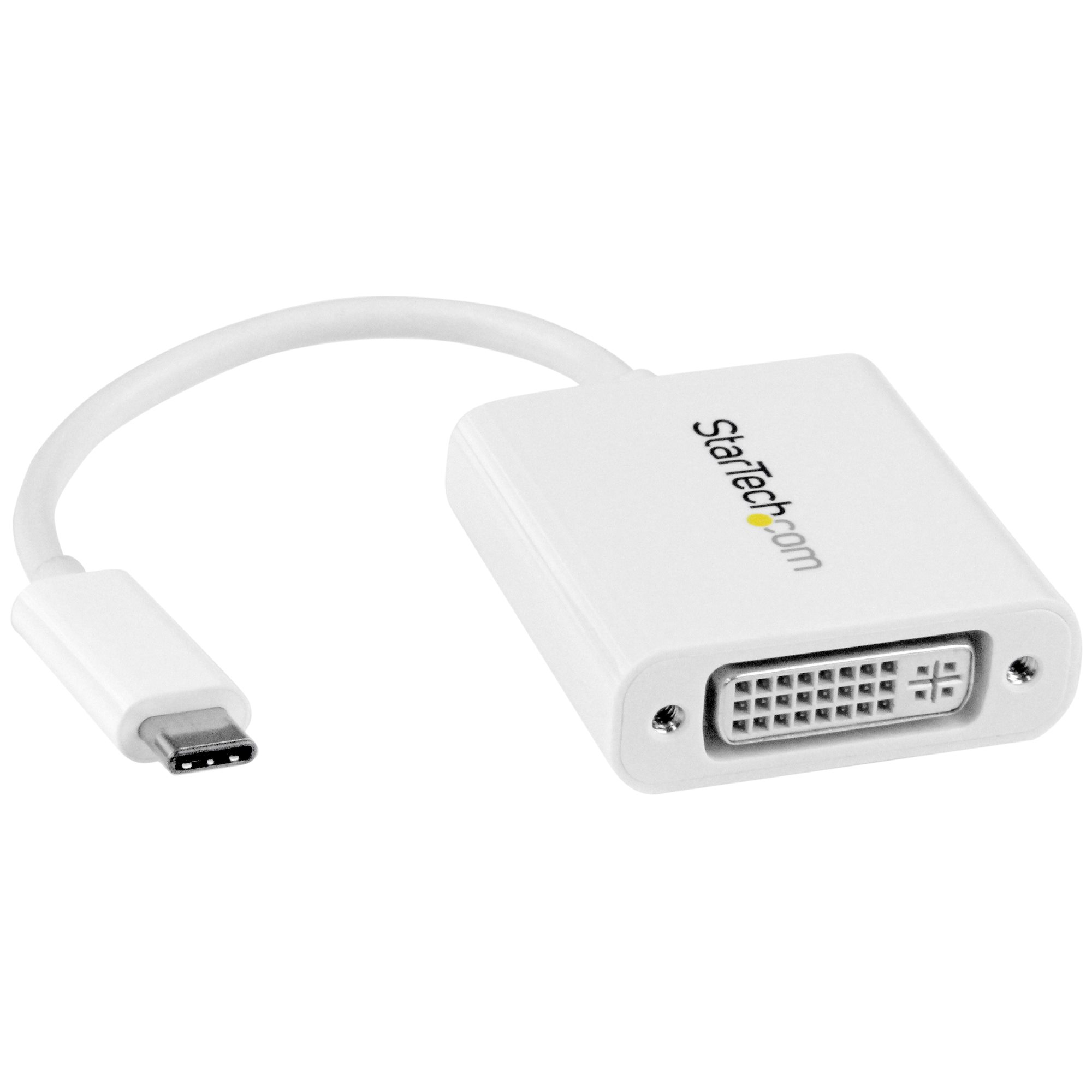 StarTech.com USB-C auf DVI Adapter - Weiß, 3.2 Gen 2 (3.1 Gen 2), USB Typ-C, DVI-Ausgang, 1920 x 1200 Pixel