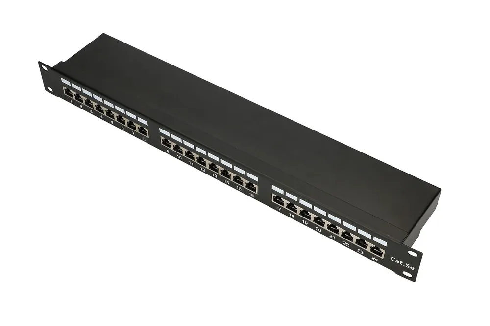 Extralink Patchpanel CAT5E STP V2 24-Anschluss - RJ-45 - Cat5e - S/UTP (STP) - Schwarz - 1U - 482,6 mm, Ansicht 2