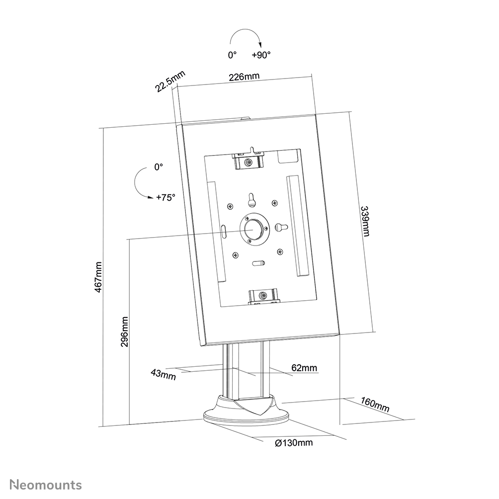 Neomounts by Newstar DS15-640WH1 - Aufstellung - für Tablett - verriegelbar - Stahl - weiß, Ansicht 2
