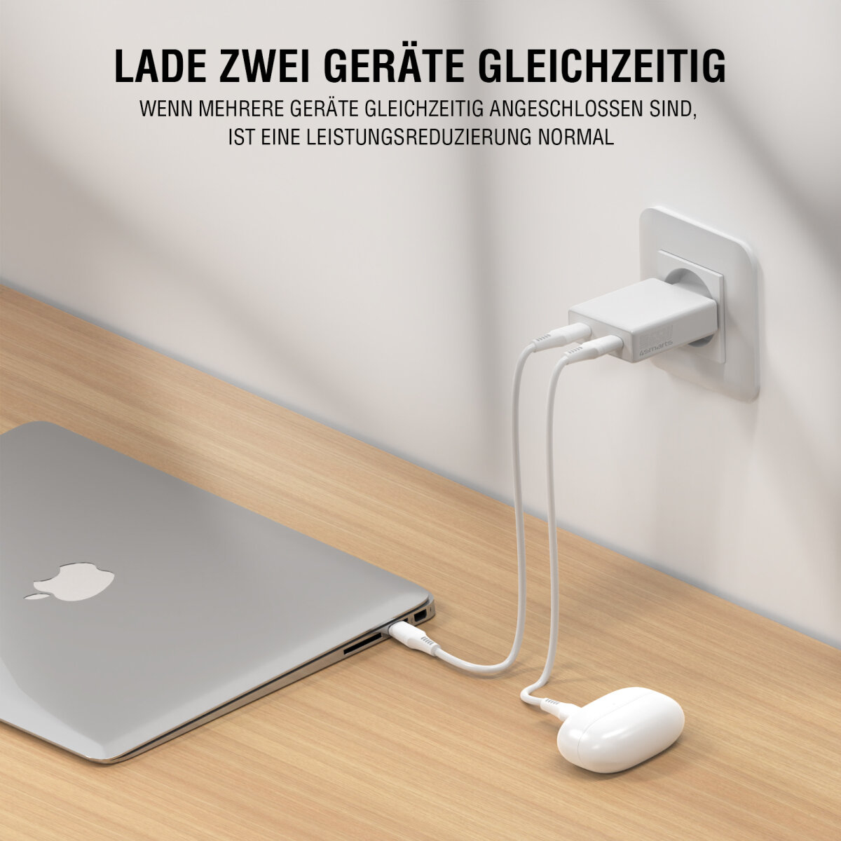 4smarts Netzladegerät PDPlug Slim Dual 65W GaN 2C weiß, Ansicht 3