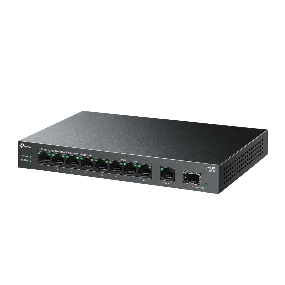 TP-LINK LiteWave LS1210GP V1 - Switch - 8 x 10/100/1000 (PoE+), Ansicht 3