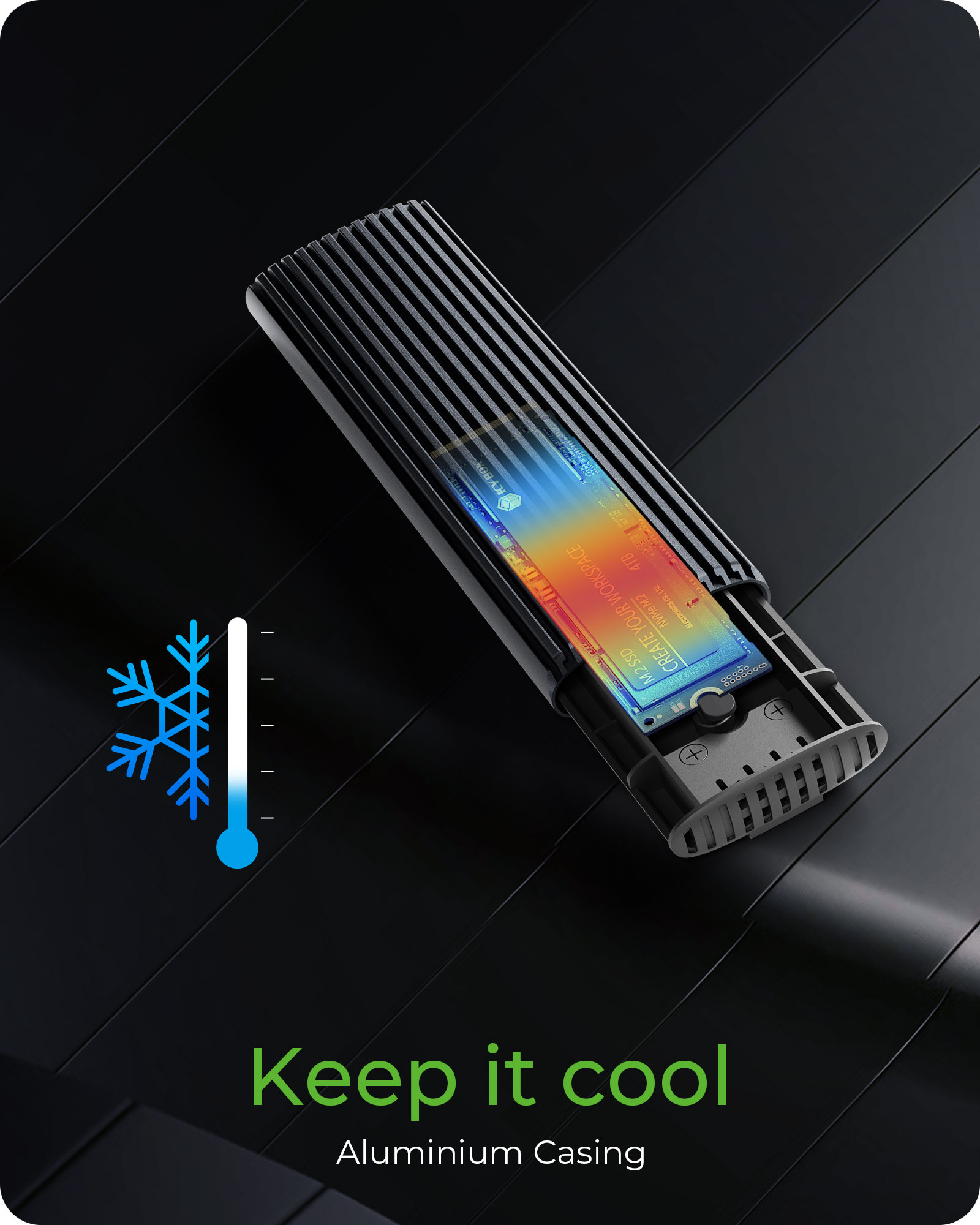 ICY BOX M.2 NVMe & Sata SSD Gehäuse USB 3.1 Gen 2 Type-C/A M-Key Sockel, Ansicht 2